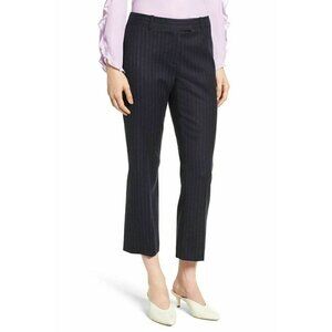 Lewit Womens Stretch Wool Blend Chalk Stripe Crop Pants Size 16 18 $299 NGE